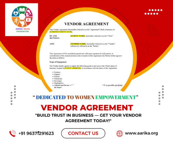 Legal Vendor Agreement(Government Charges extra if applicable)