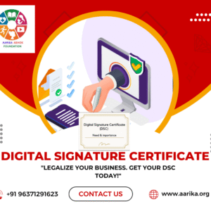 Digital Signature Certificate  (Government Charges extra if applicable)