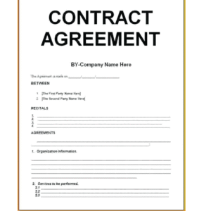 Legal Contract Agreement (Government Charges extra if applicable)
