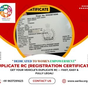 Duplicate Rc ( Government Charges extra if applicable)