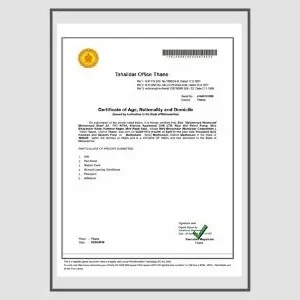 Residence certificate(Government Charges extra if applicable)